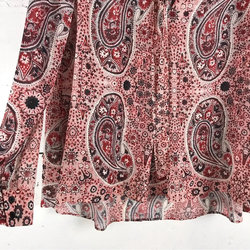 Alice and Olivia Anabel Tie Front Blouse Paisley Print, Size Small - Picture 7 of 9